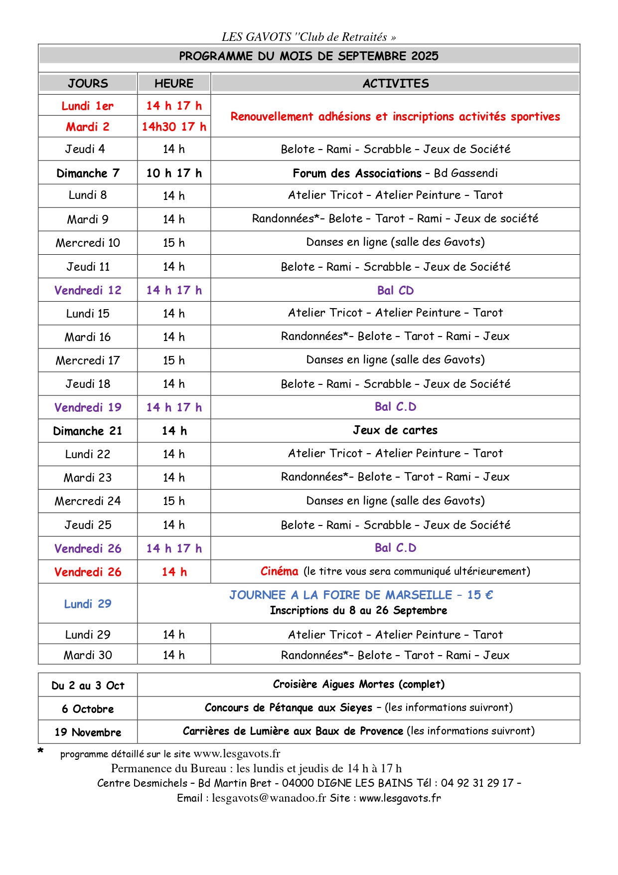 PROGRAMME DU MOIS DE SEPTEMBRE page 0001