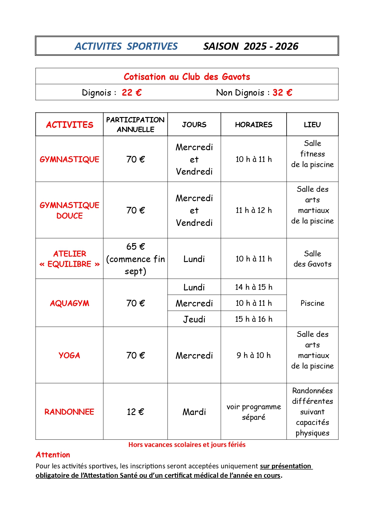 activités sportives1 2025 2026