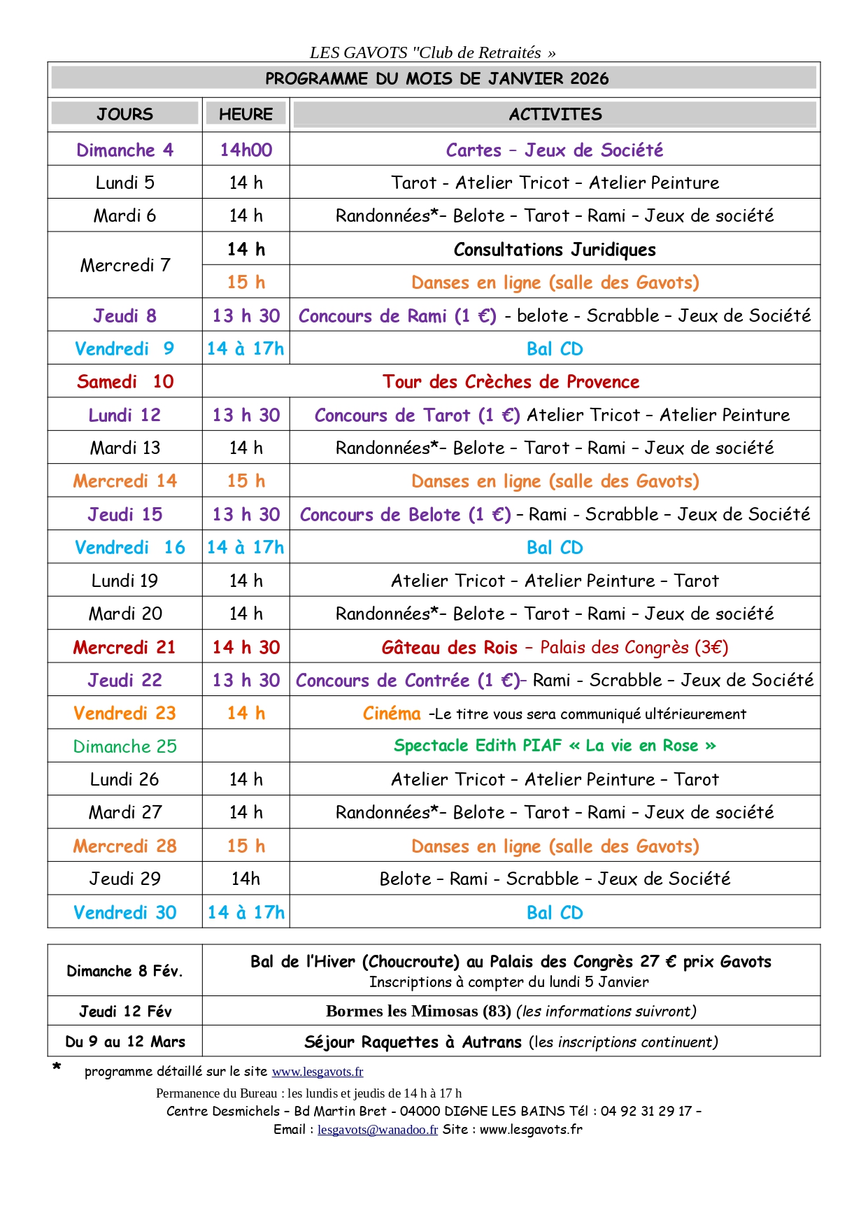 PROGRAMME Activités Janvier 2026 page 0001