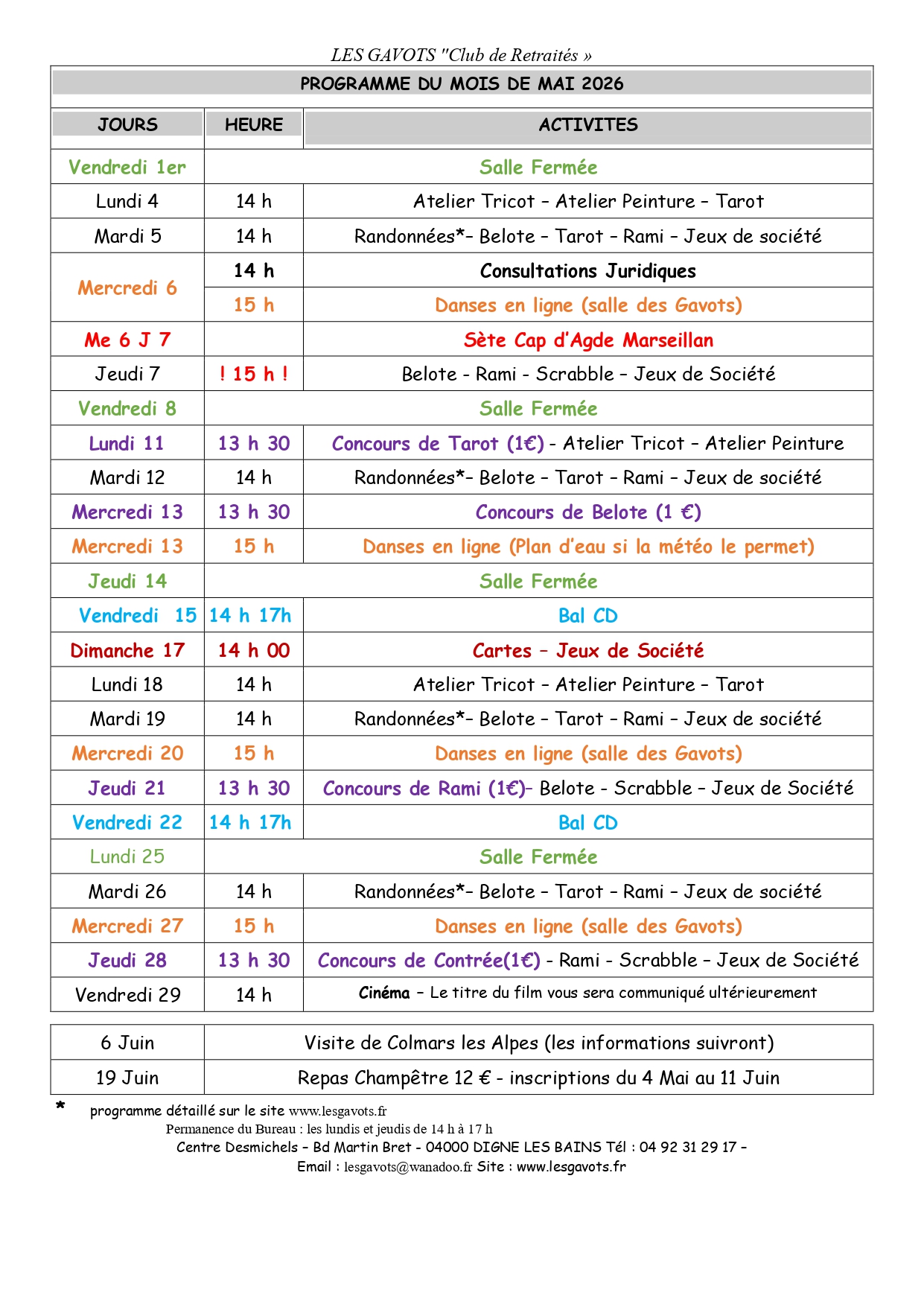 PROGRAMME DU MOIS de Mai page 0001